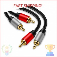 Tan QY 2RCA to 2RCA Cable 3Ft, Gold-Plated 2 RCA Male to 2 RCA Male Stereo Audio