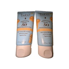 2x Babo Botanicals Sensitive Baby Mineral Sunscreen Lotion SPF50 - Natural Zinc