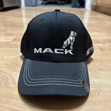 Mack Trucks Hat Cap Black NASCAR Fitted Stretch Fit L Bulldog Logo Racing Mens