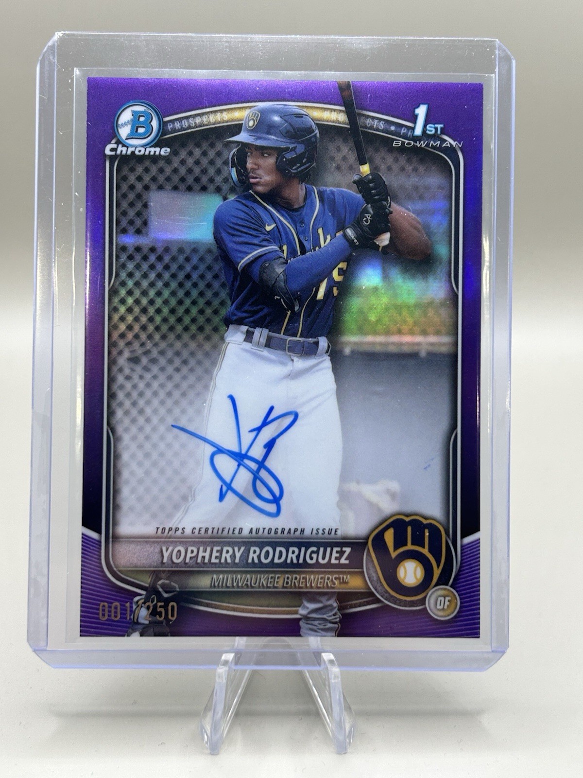2025 Bowman Yophery Rodriguez Chrome Auto Purple Refractor 1st #/250