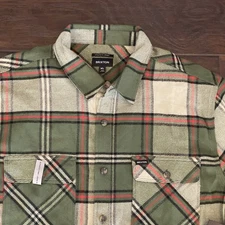 New Brixton Mens Bowery Green Flannel Long Sleeve Shirt Size XL