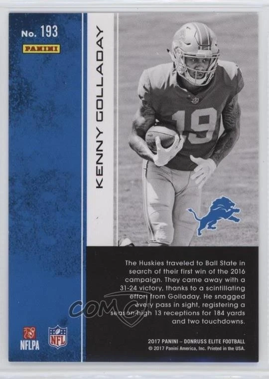 2017 Donruss Elite Rookies Status /19 Kenny Golladay #193 Rookie RC - Image 2 of 2
