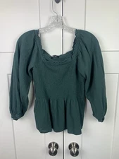 Madewell Lucie Smoked Peplum Top 2 S Ruffle Blouse Boho Cottagecore Coquette