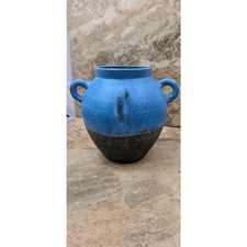 Title: Archive The Cottage Potters Jar - 9” Triple-Handle Blue Jay Egg