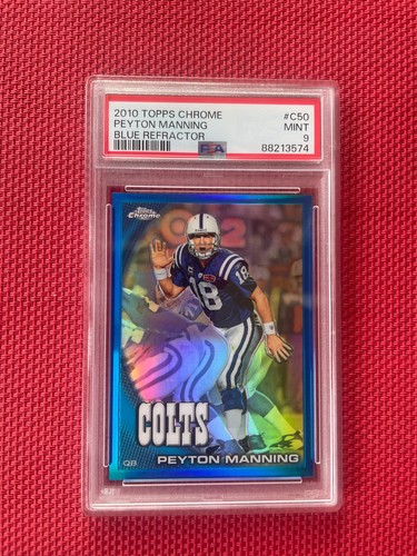 2010 Topps Chrome - Peyton Manning #C50 Blue Refractor 25 OF 199 PSA 9