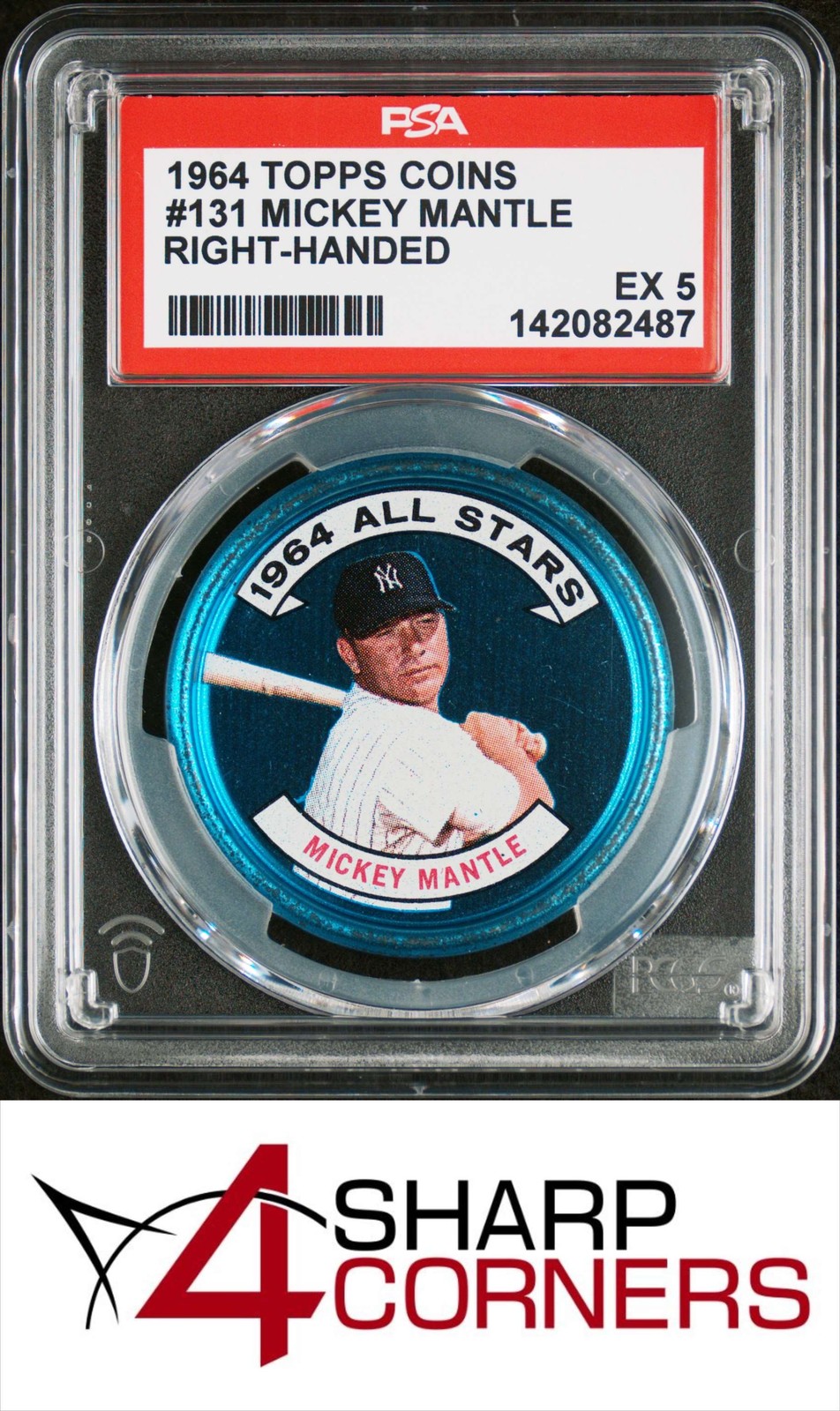 1964 TOPPS COINS #131 MICKEY MANTLE YANKEES HOF RIGHT HANDED PSA 5