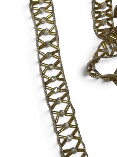 Vintage Gold Bugle Bead Lattice Border Trim Sewing 30 plus yards