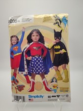 Simplicity 1035 Super Girl, Wonder Woman, Batgirl Costume Pattern Girls' 3-8 UC