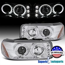 Fits 2000-2006 Gmc Sierra Yukon 02-06 Denali Halo Projector Headlights Led Bar