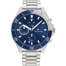 Image of NEW GENUINE TOMMY HILFIGER 1791917 LARSON NAVY BLUE SILVER WATCH - 2 Y WARRANTY