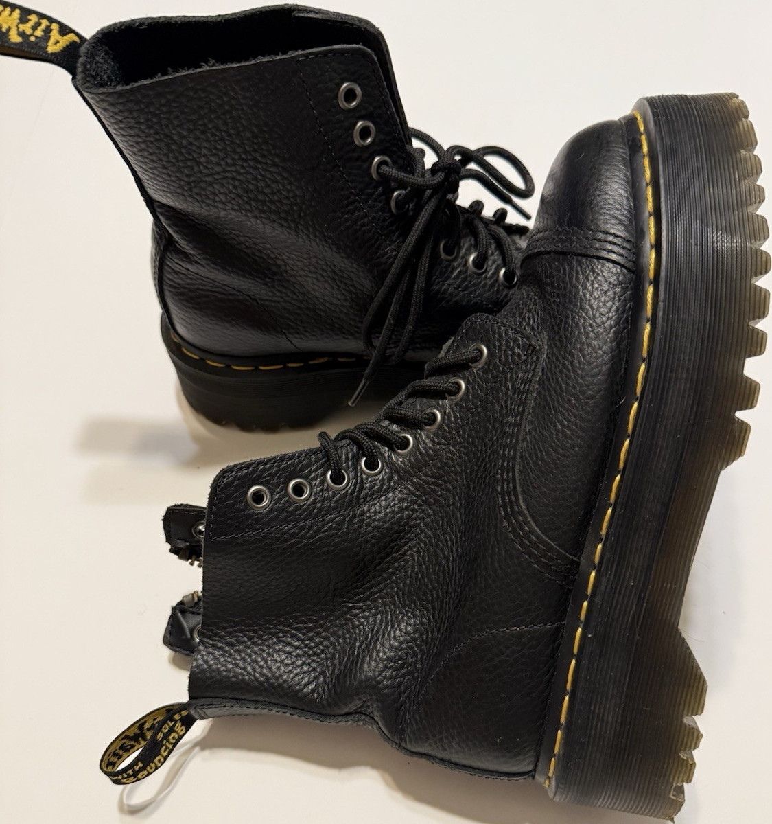 Dr. Martens Black Leather Combat Boots Lace-Up with Zipper  display picture 1