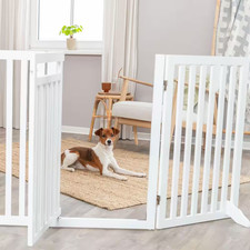 White Pet Gate Wooden 4-Panel Configurable Pet Gate