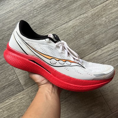 SAUCONY Mens Endorphin Speed 3 Running Shoe White/Black/ViZiRed Size 15 Marathon