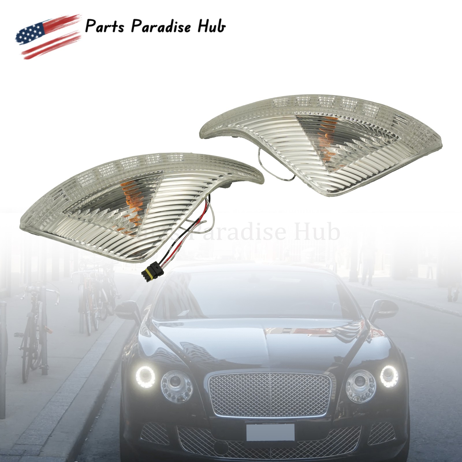 Pair For Bentley Continental GT GTC Flying Spur Left & Right Mirror Light Lens