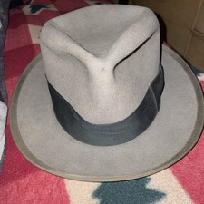 Royal Stetson Grey Leather Fedora Vintage Well Kept Doesn  t Look Worn