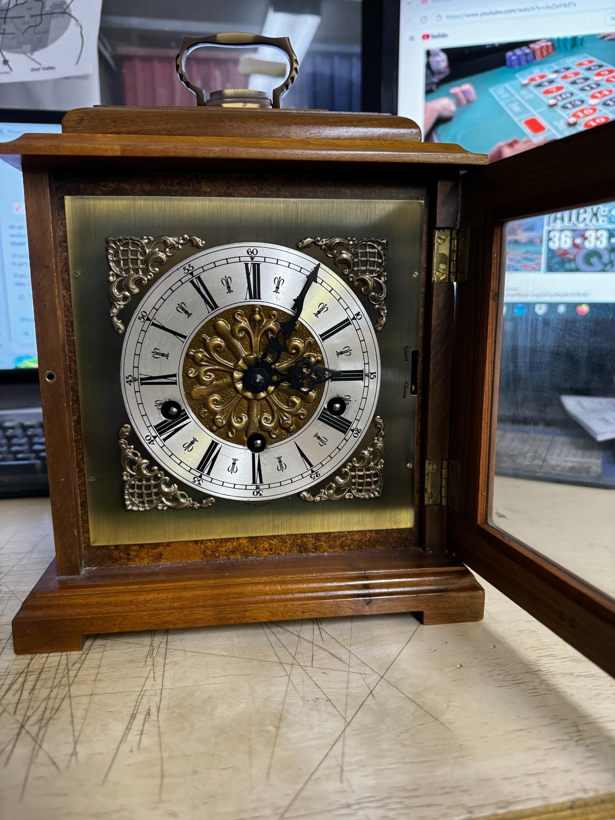 German-made Hermle 350-060 Westminster chime mantel clock