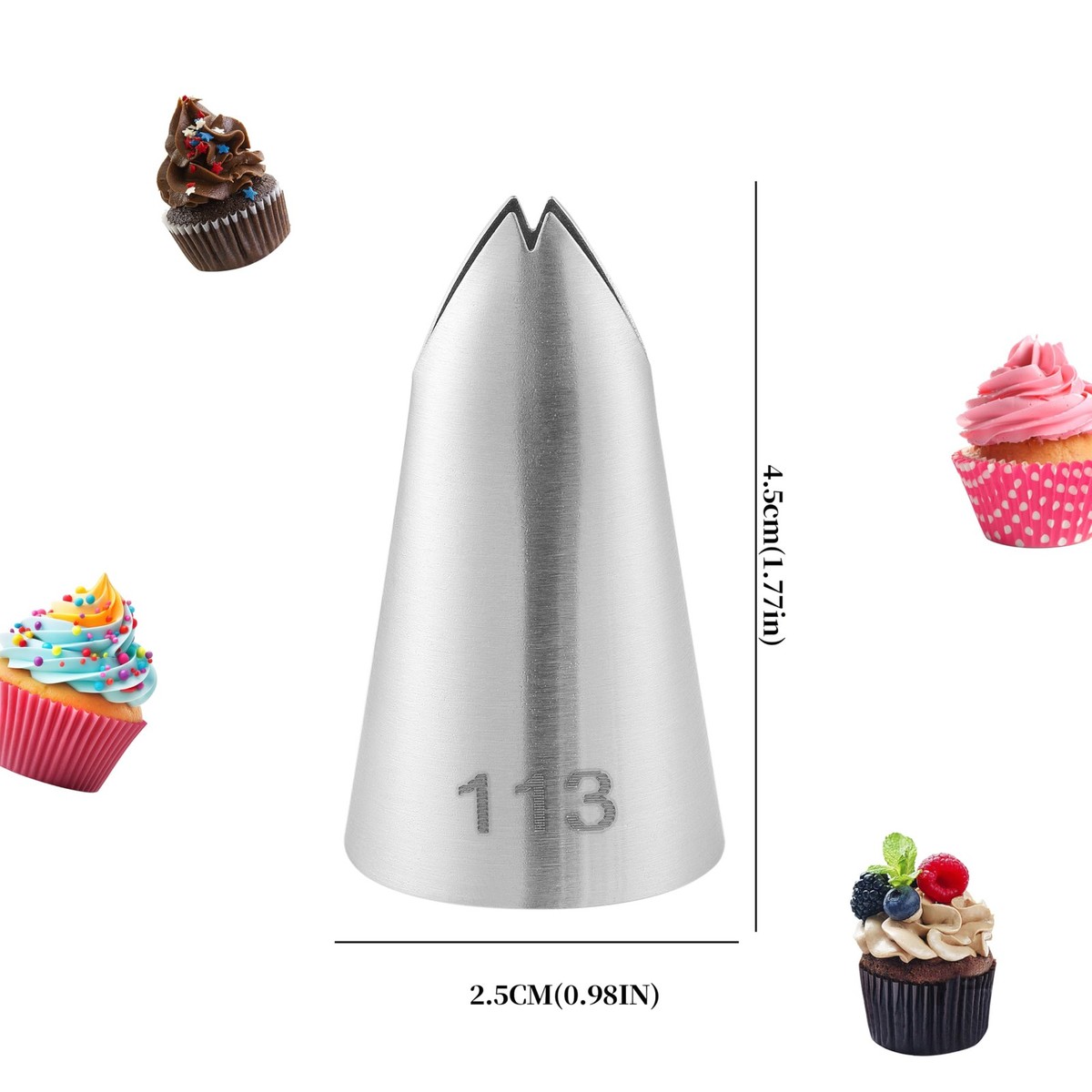 PME Jem Set 3 Ugelli Grandi Per Torte E Cupcake – Acciaio Inox – Confezione Regalo Con Guida E Video QR - 2