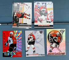 John LeClair 5 card lot featuring Epix Game orange Philadelphia Flyers
