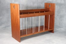 Vintage Mid Century Danish Teak Magazine / Vinyl Record LP Rack with Metal Rods