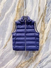 Brunello Cucinelli Men's Winter Warm Hooded Down Vest Blue