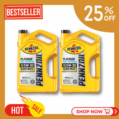 [ HOT SALE ] -(2 pack) Pennzoil Platinum Full Synthetic 5W-30 Motor Oil, 5 Quart