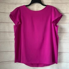 Lands' End Fushia Pink Tulip Sleeve Blouse Size 14