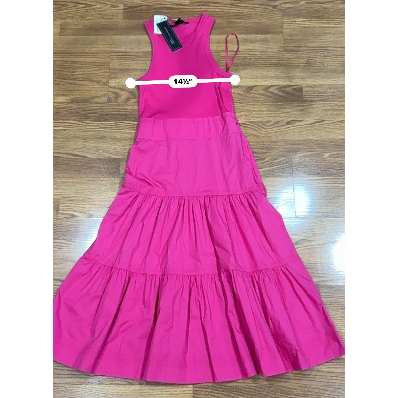 Veronica beard hot pink Pima Cotton Midi tiered Austyn Dress XS 