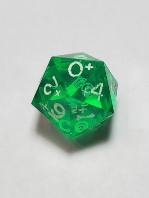 Vintage Gamescience d20 0-9 twice Emerald Green gem rpg d&d dice Sharp Edges