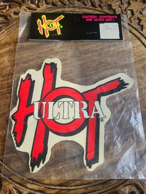 Vintage 1990 Ultra Hot Graphics Red Black Skateboard Sticker NOS