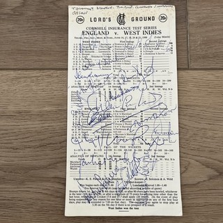 England v West Indies Lord’s 1988 Scorecard Signed x 18 Richards Ambrose