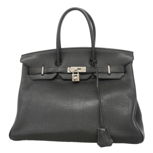 Auth [6ie7310] HERMES Handbag Birkin 35 Togo Black Silver metal fitting □M...