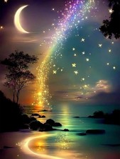 Ekuxom Moon Diamond Art Painting Kits for Adults-Star Diamond Art12x16 in