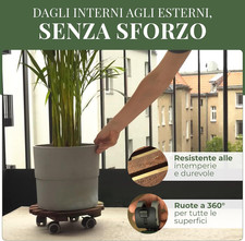 Set Di 2 Supporti Per Vasi Con Ruote, 25 Cm, Con Blocco, Per Piante Pesanti (Nero)