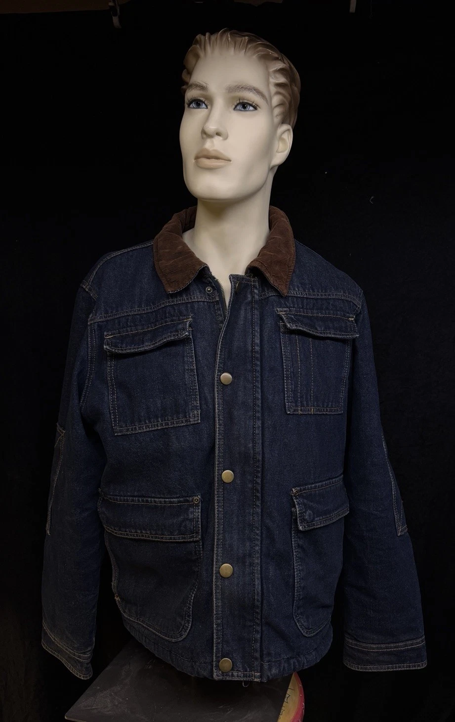 Wrangler Mens Medium or Large Denim Jacket Sherpa Lined Zip Snap Pockets Galore!