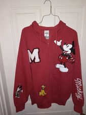 Vintage Disney Mickey Mouse And Friends Hoodie Adult Size M Pluto Red