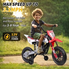 12V Kids Ride on Motorcycle w/ Twist Grip Throttle 2 Training Wheels Kids Gift-