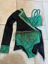 Glamour Brand Green  Black Dance Costume Size Child Medium