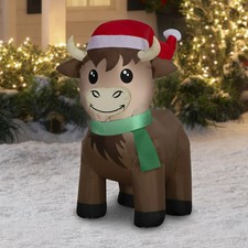 Holiday Time 3.5 ft Highland Cow Christmas Airblown Yard Inflatable NEW