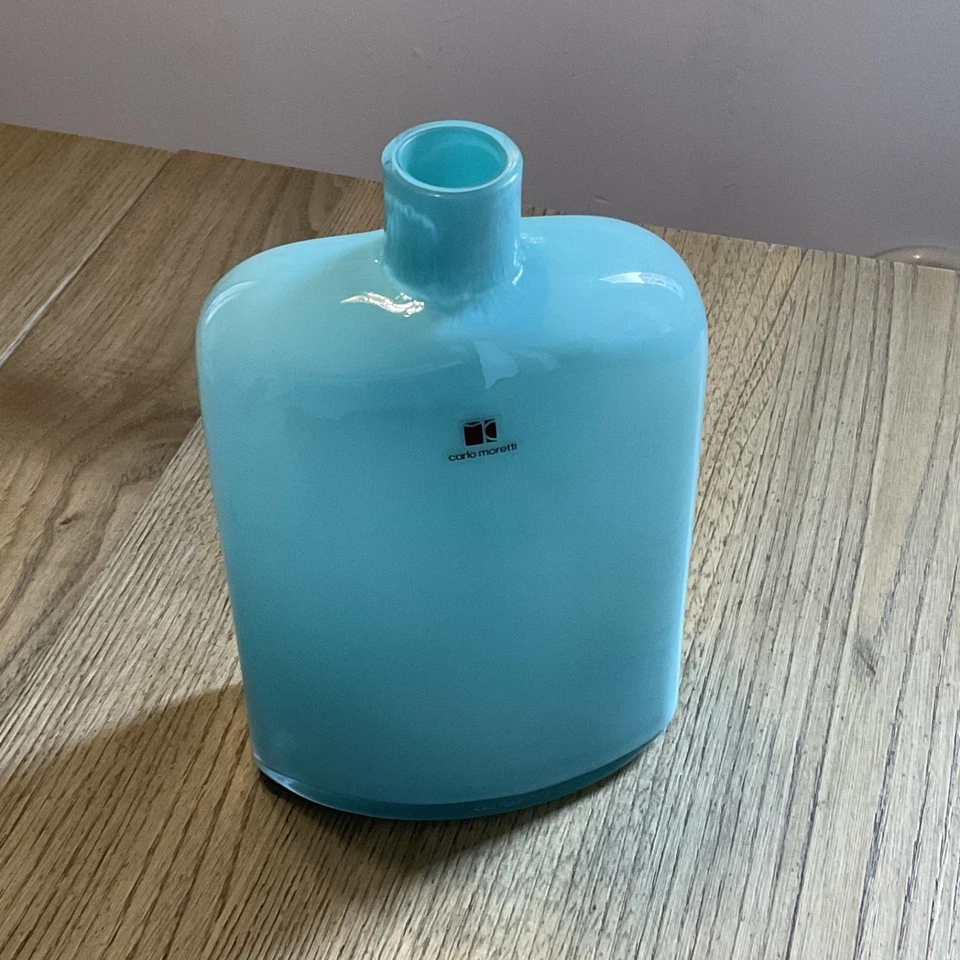 CARLO MORETTI Murano - rara bottiglia in vetro di Murano azzurro Tiffany - Immagine 4 di 4