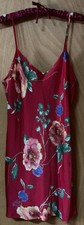 Vintage California Dynasty Satin Floral Red NightGown Size M Cami Straps