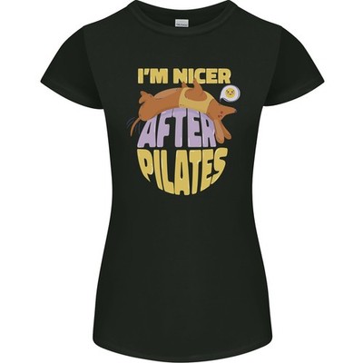 Nicer After Pilates Lustig Yoga Hund Damen Petite Schnitt T-Shirt