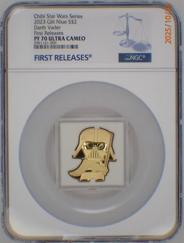 2023 NIUE 1 Oz .999 SILVER $2 STAR WARS GILT CHIBI DARTH VADER NGC FR PF70UC