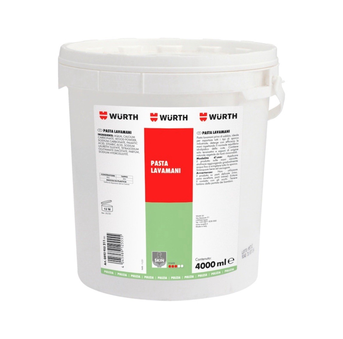 WURTH PASTA LAVAMANI CREMOSA SENZA SABBIA 4 LITRI