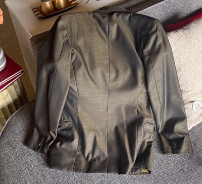 Golden Brown Shark Skin Silk And Wool Blazer Costume Made In Los Angeles 1990s