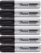 6 Pack Black Magnum Permanent Markers Extra Large Chisel Tip