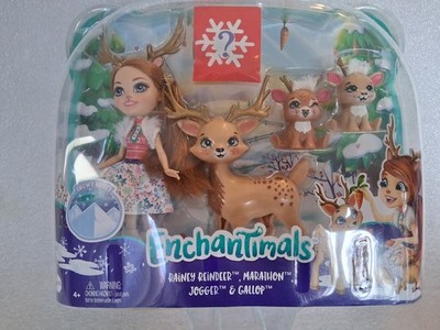 ENCHANTIMALS Rainey Family Reindeer Doll & Pet Friends Set NIB MATTEL 2019 RARE