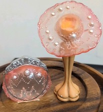Hat & Purse Clear Pink Silver Tone Figures Resin 