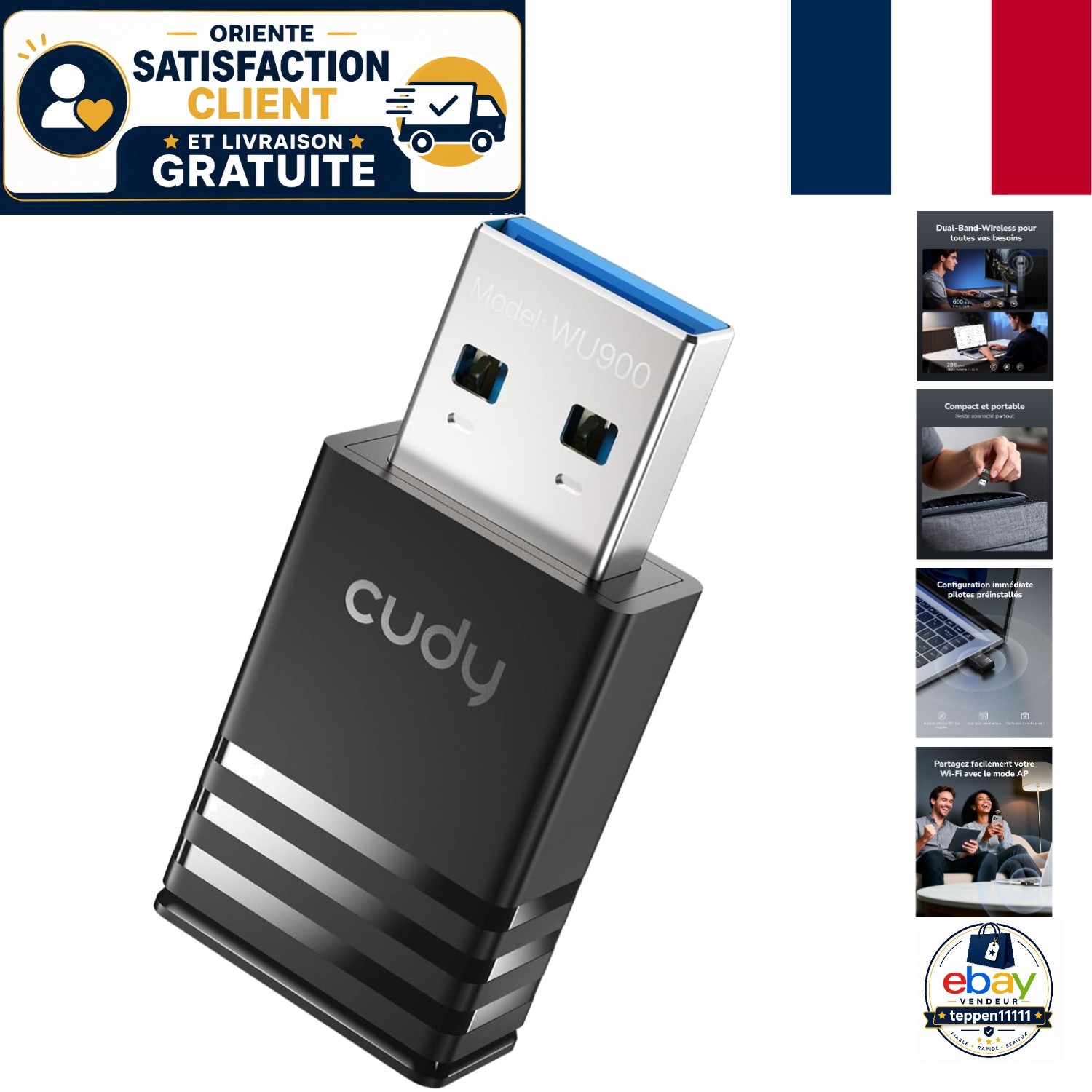 Clé WiFi 6 Cudy AX900 Installation Plug and Play Clé USB 886 Mbps