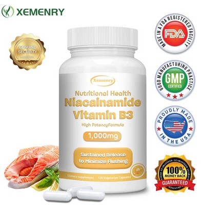 Niacinamid Vitamin B3 1000mg   Anti-Aging, Faltenreduzierung,Energiestoffwechsel
