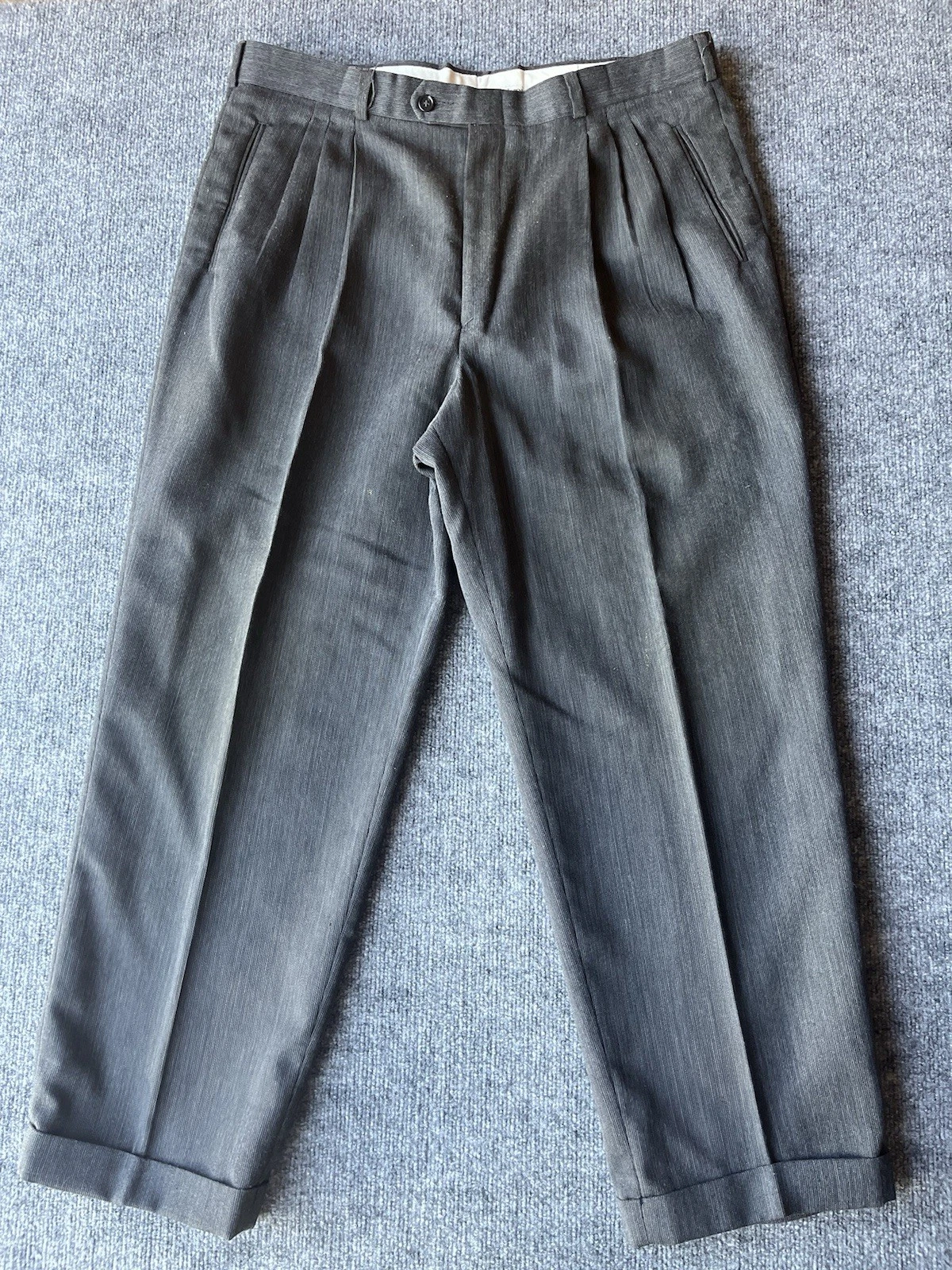 Yves Saint Laurent Dress Wool Pants Vintage Gray Pleated Suit Slacks Trousers 38